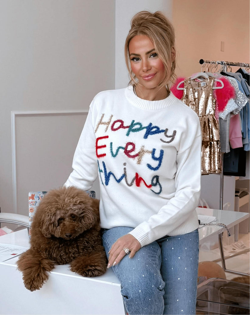 Women's Happy Everything Tinsel Sweater Black