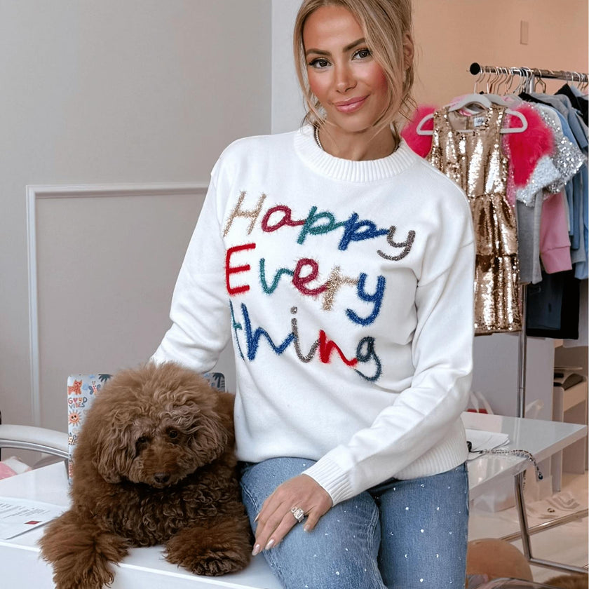 Women's Happy Everything Tinsel Sweater Black