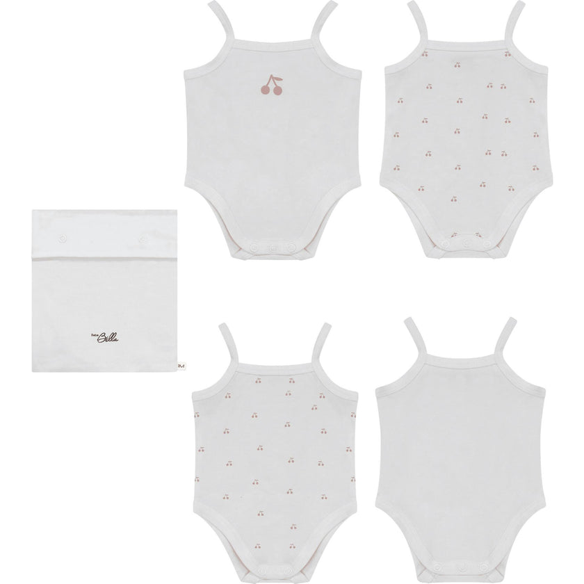 Cherry Print Onesie Set White/Blue