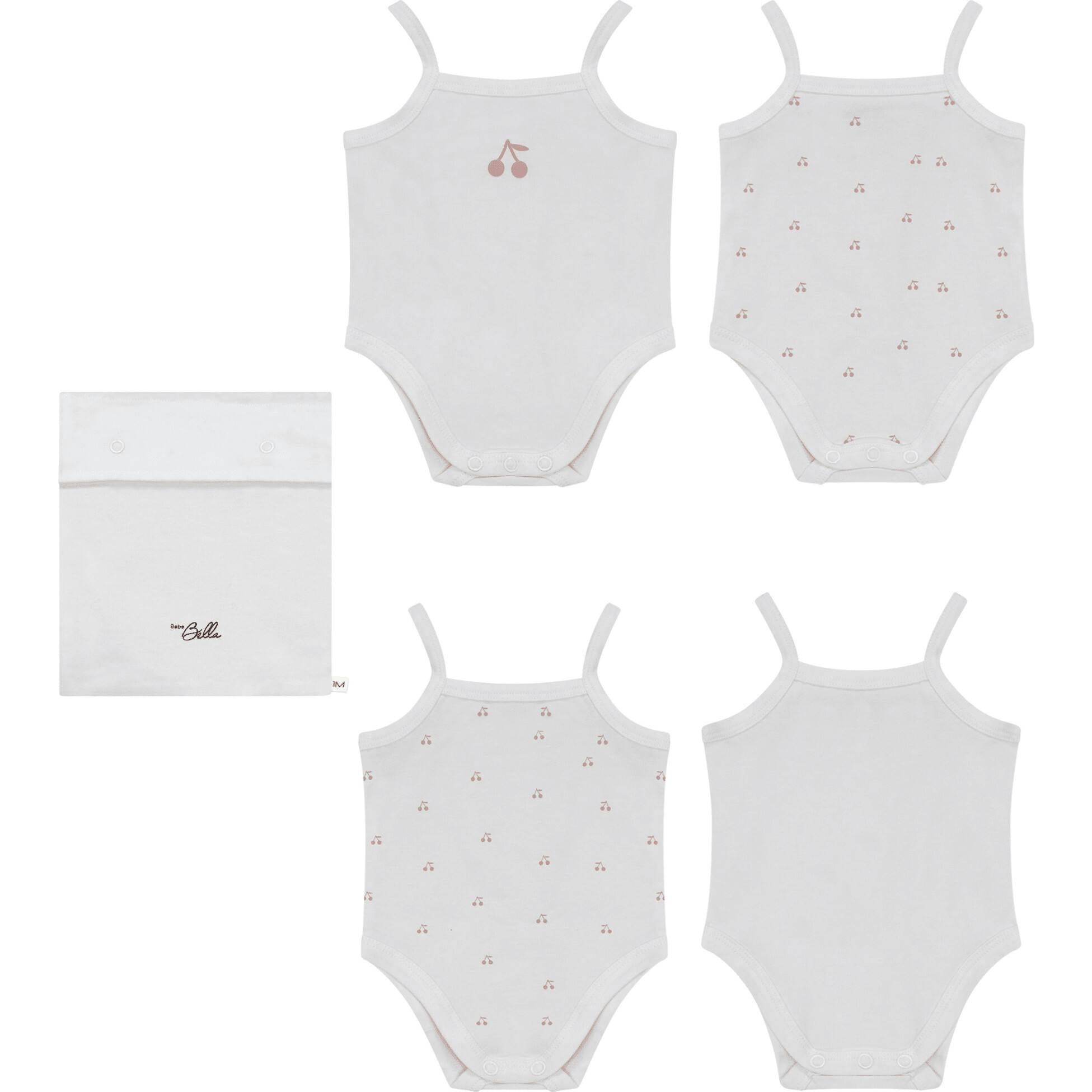 Cherry Print Onesie Set White/Blue