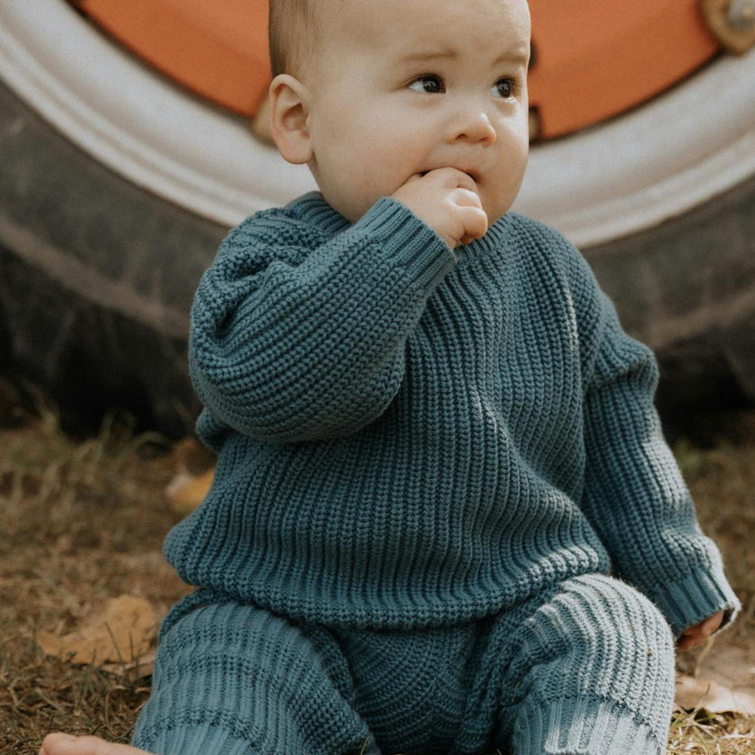Hunter Chunky Knit Set in Bluestone