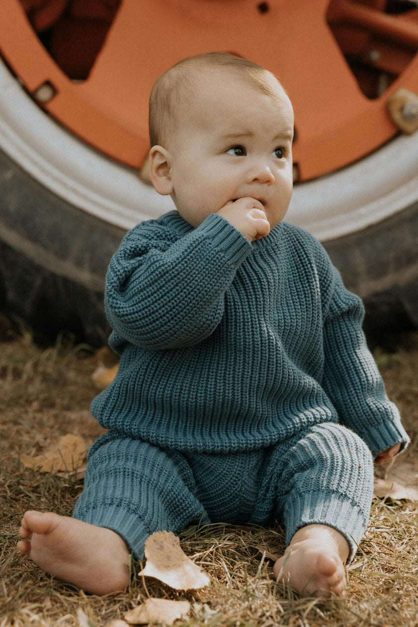 Hunter Chunky Knit Set in Bluestone