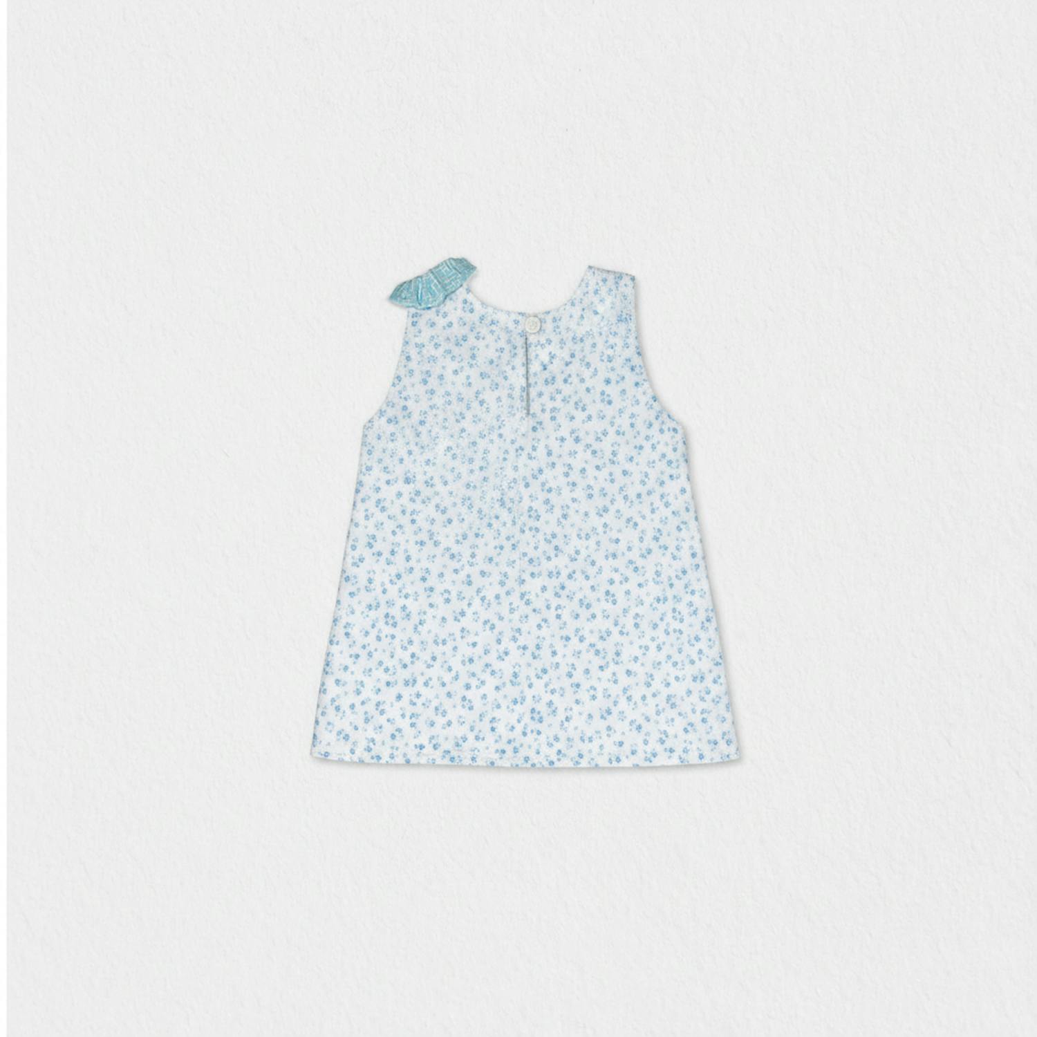 Fleur Girl Blouse Sleeveless, Flowery Aqua Blue