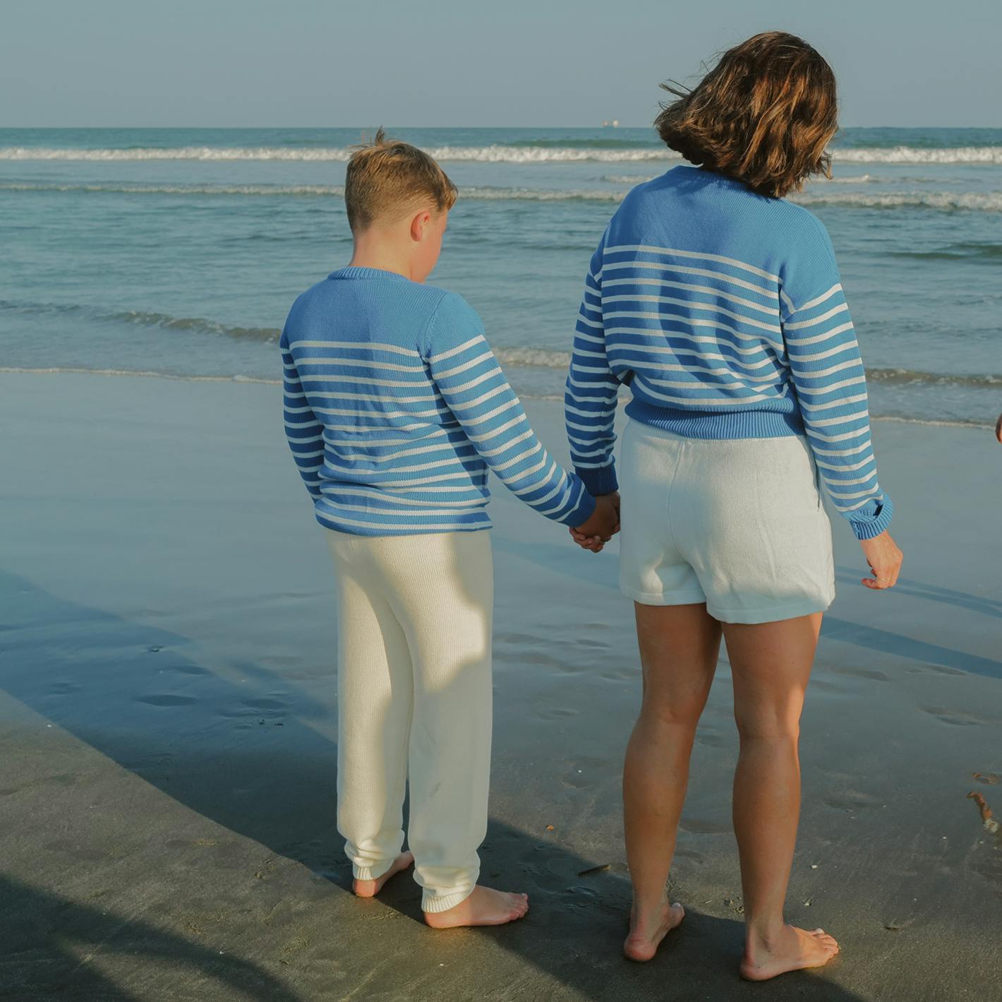 women's light blue knit short