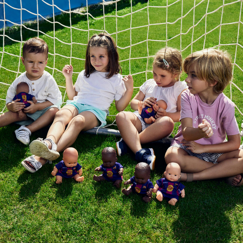 Miniland 8 1/4" Baby Boy Girl with Barcelona Soccer Jersey
