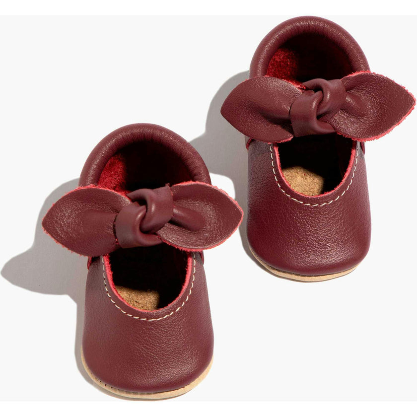 Winterberry Knotted Bow Baby Shoe