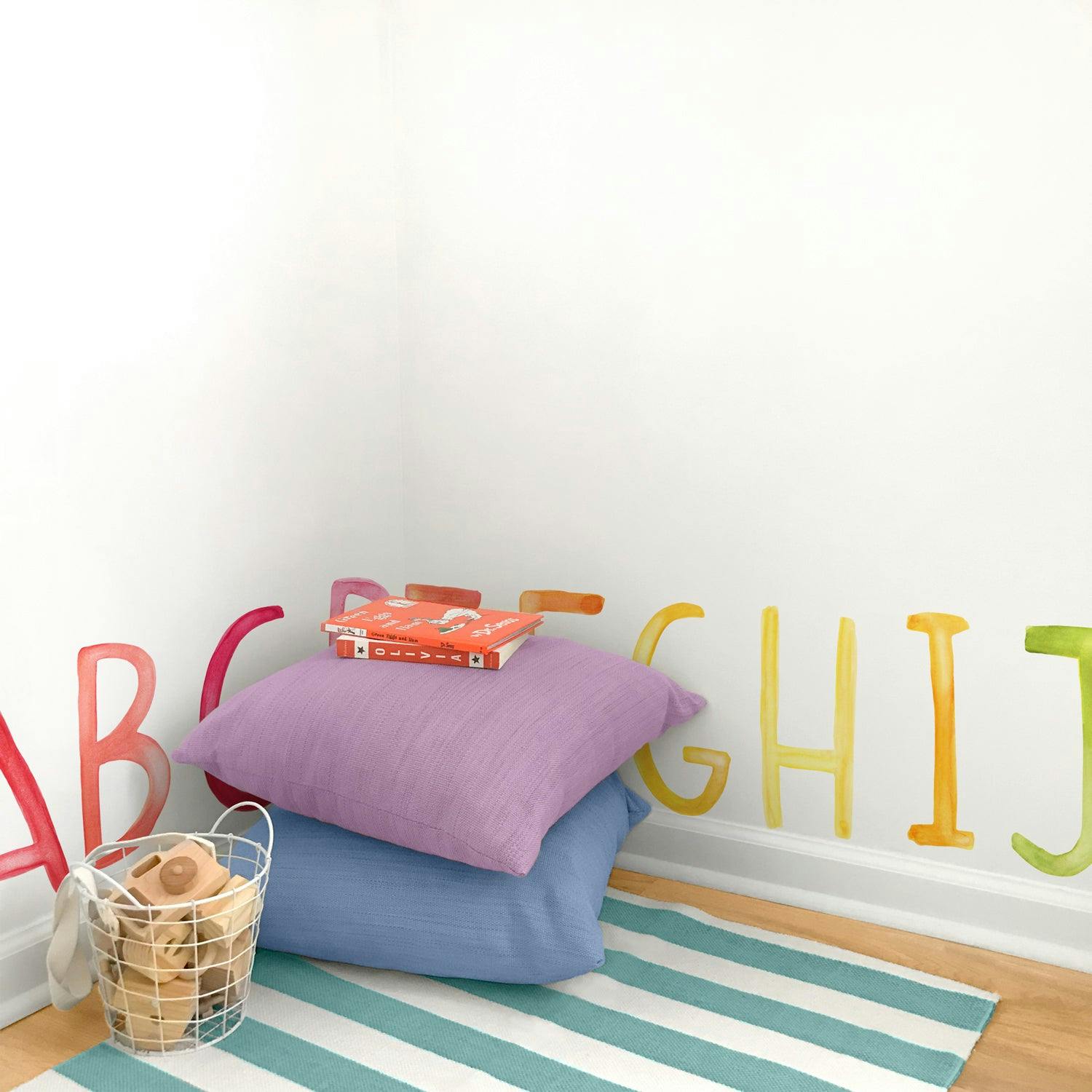 Watercolor Alphabet Uppercase • Rainbow • Peel-and-Stick Wall Decals