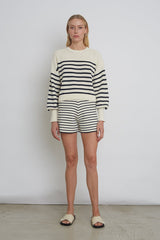 LEA STRIPE SHORT | IVORY + NAVY
