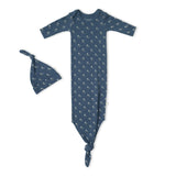 Organic Knotted Baby Gown - Indigo Blossom