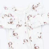 Explorer Puppy Pink - 2 Way Ruffle Sleeve Zipper Footie