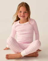 Kid's Pima Snug Fit Pajama Set in Pink Gingham