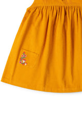 Mushroom Corduroy Swing Dress, Gold