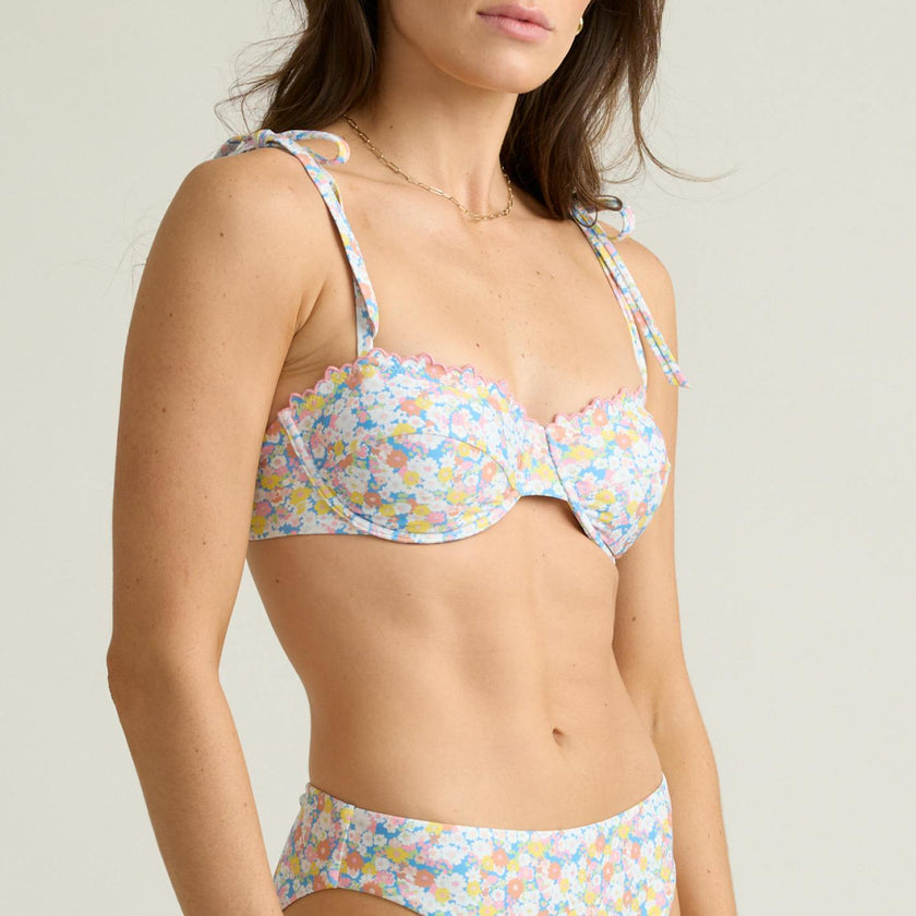 women's jasmine blossom cup bikini top with tie straps