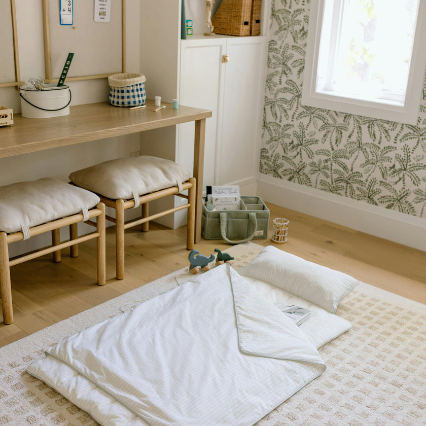 [NEW] XL Organic Nap Mat- Blue Stripe