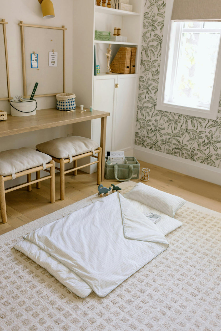 [NEW] XL Organic Nap Mat- Blue Stripe