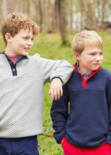 Long Sleeve Polo - Navy Stripe