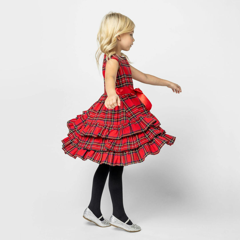 Arabella Frill Plaid Tartan Girls Party Dress