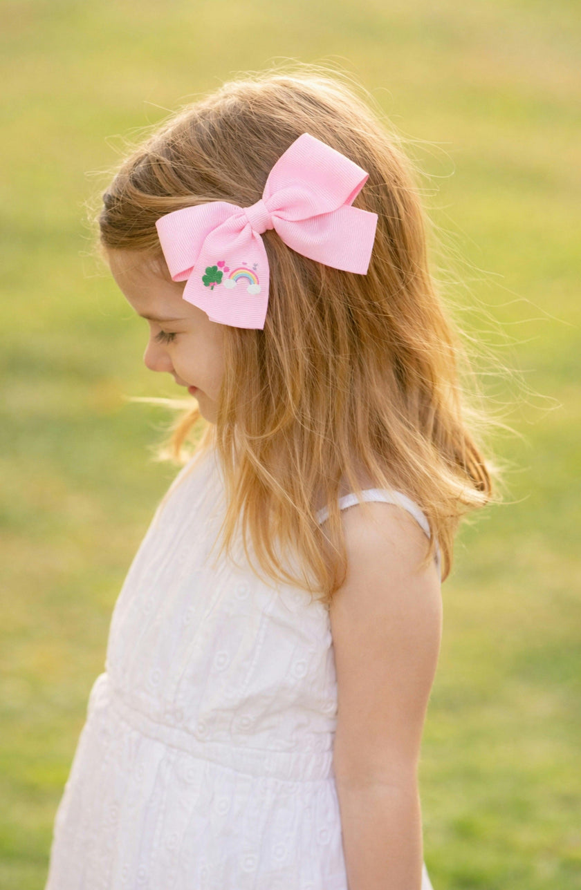 Rainbow Shamrock Hair Bow