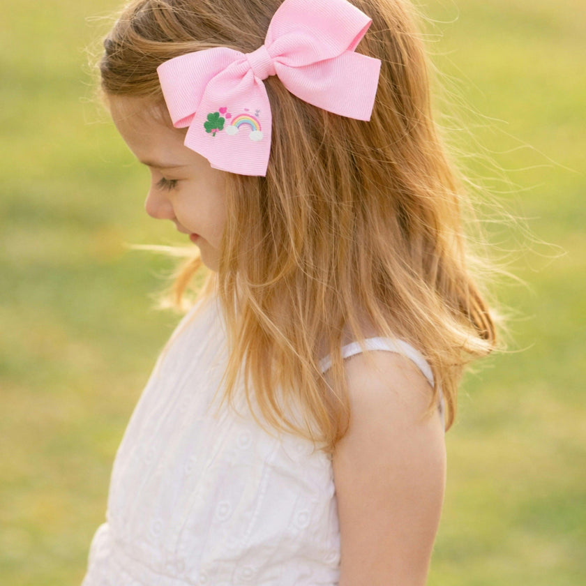 Rainbow Shamrock Hair Bow