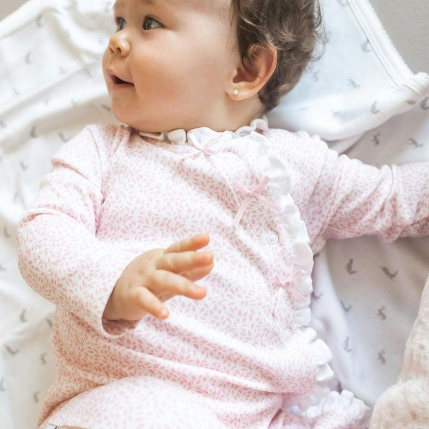 Pink Leaves Pima Baby Pajama