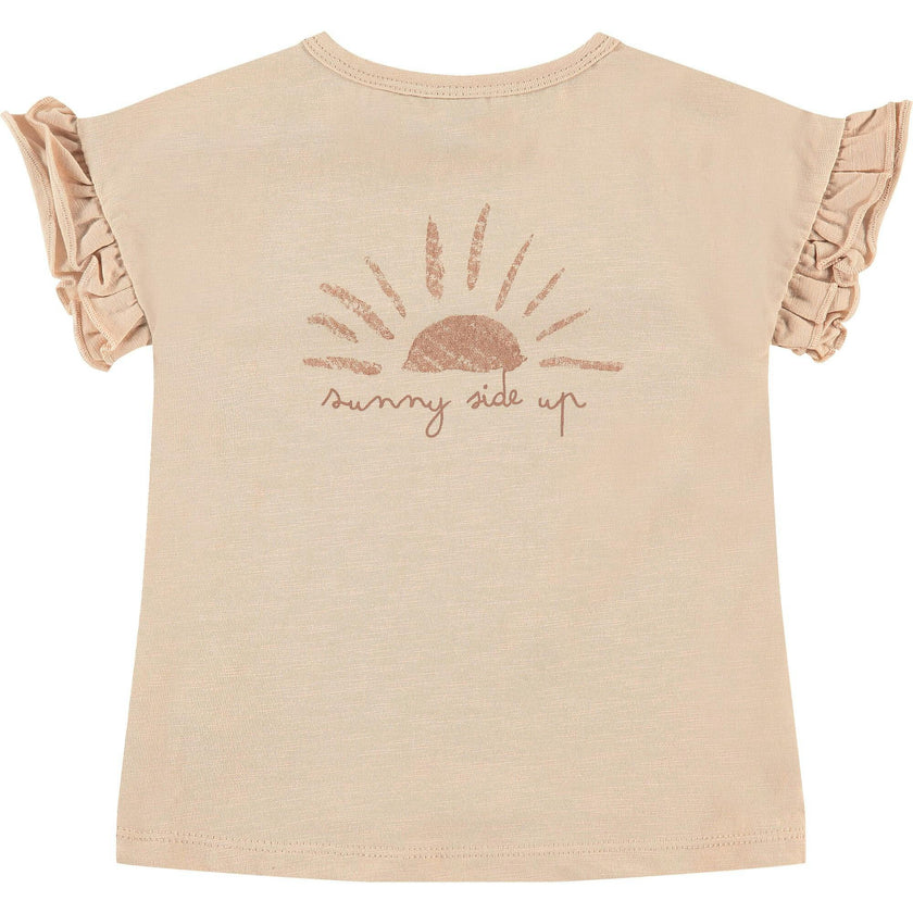 Flutter Sleeve Flower Graphic Print T-Shirt