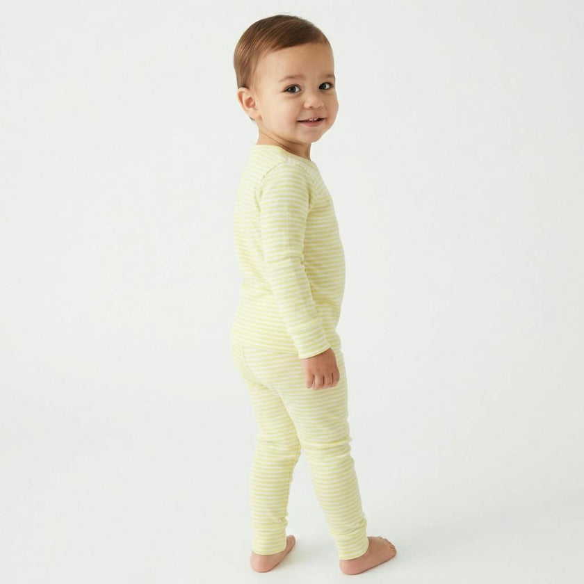 Lemon Stripe Long Sleeve & Pants Kids Pajamas