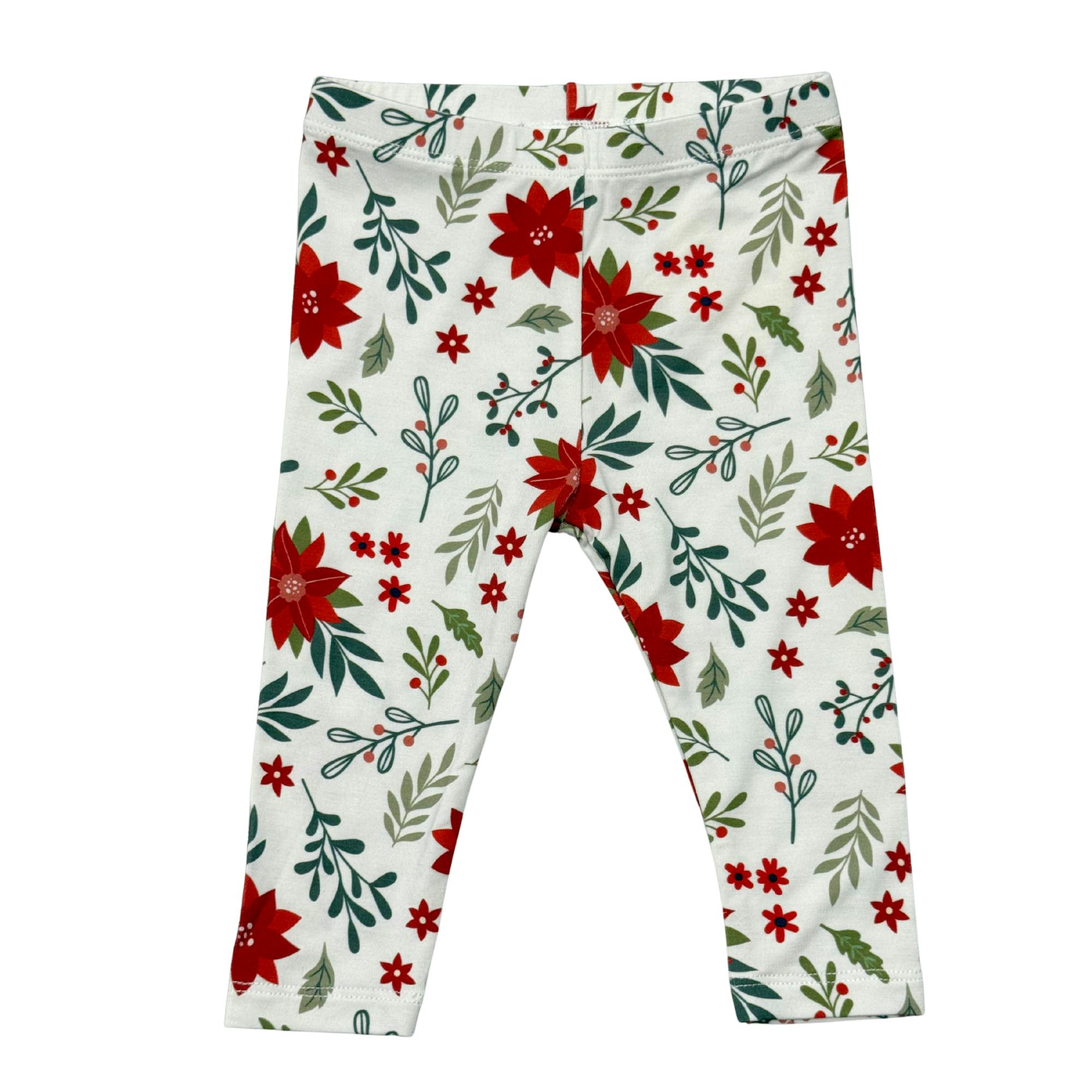 Girls Basic Leggings in Poinsettia