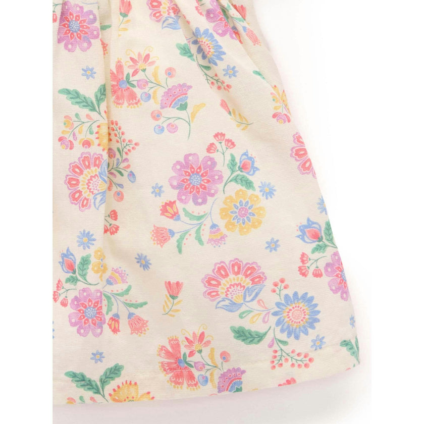 Linen Blend Dress & Headband Mexican Floral