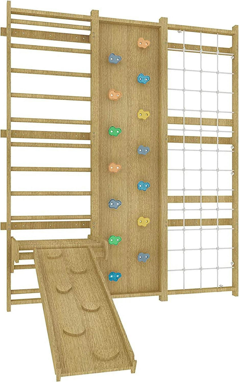 Walnut 79" | 9-in-1 Swedish Ladder Wall Gym for Lower Ceilings