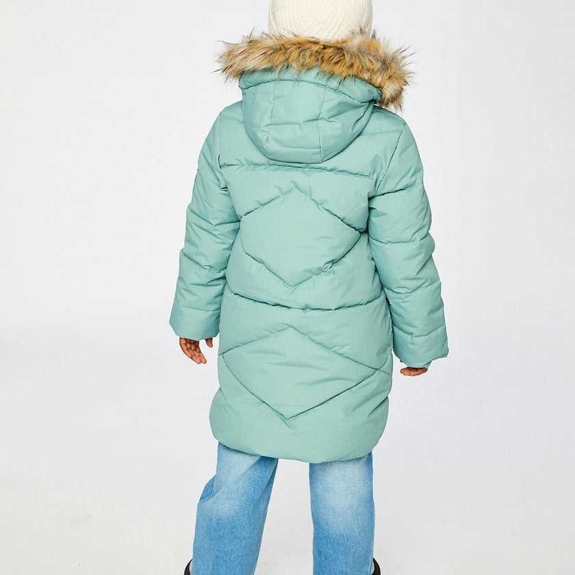 Long Winter Puffer Coat Sage Green