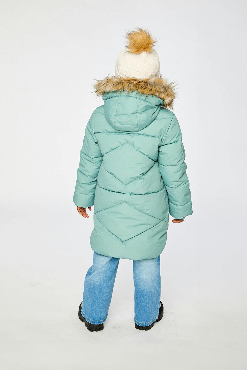 Long Winter Puffer Coat Sage Green