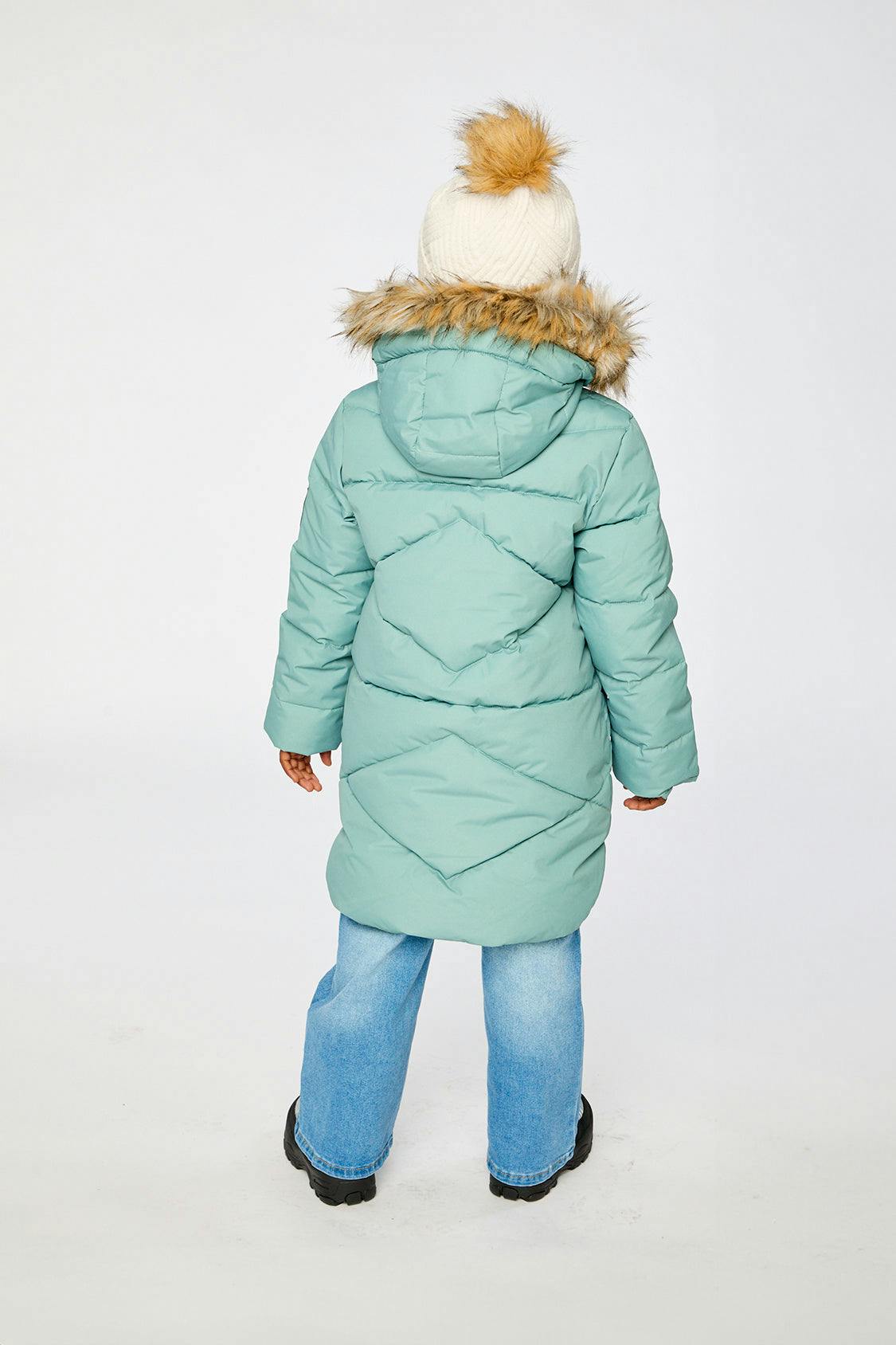 Long Winter Puffer Coat Sage Green