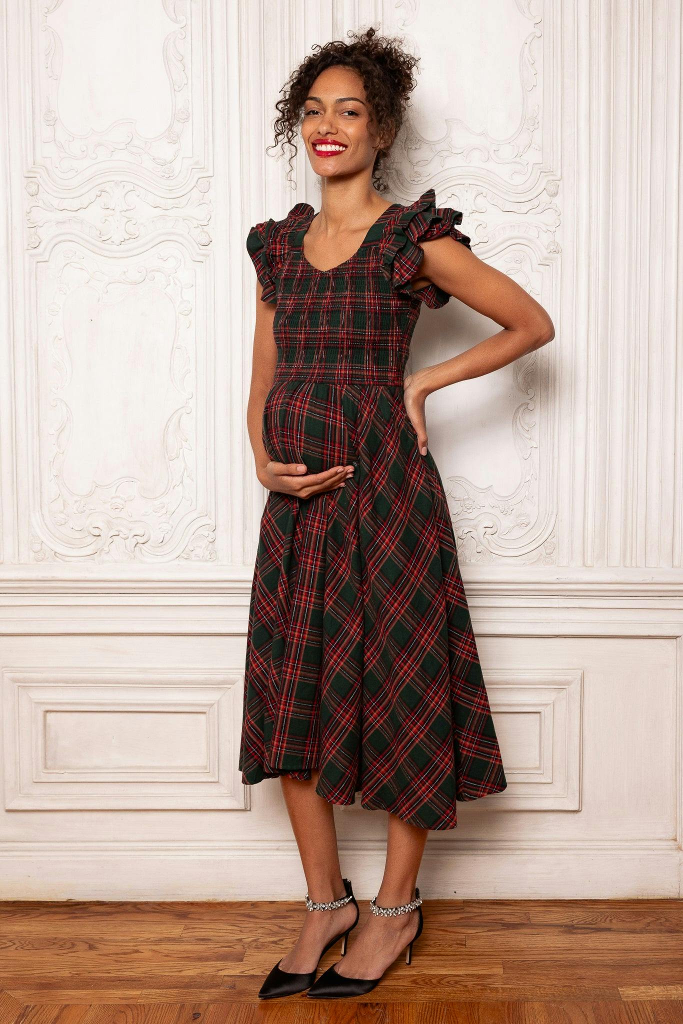 Hattie Dress in Evergreen Plaid
