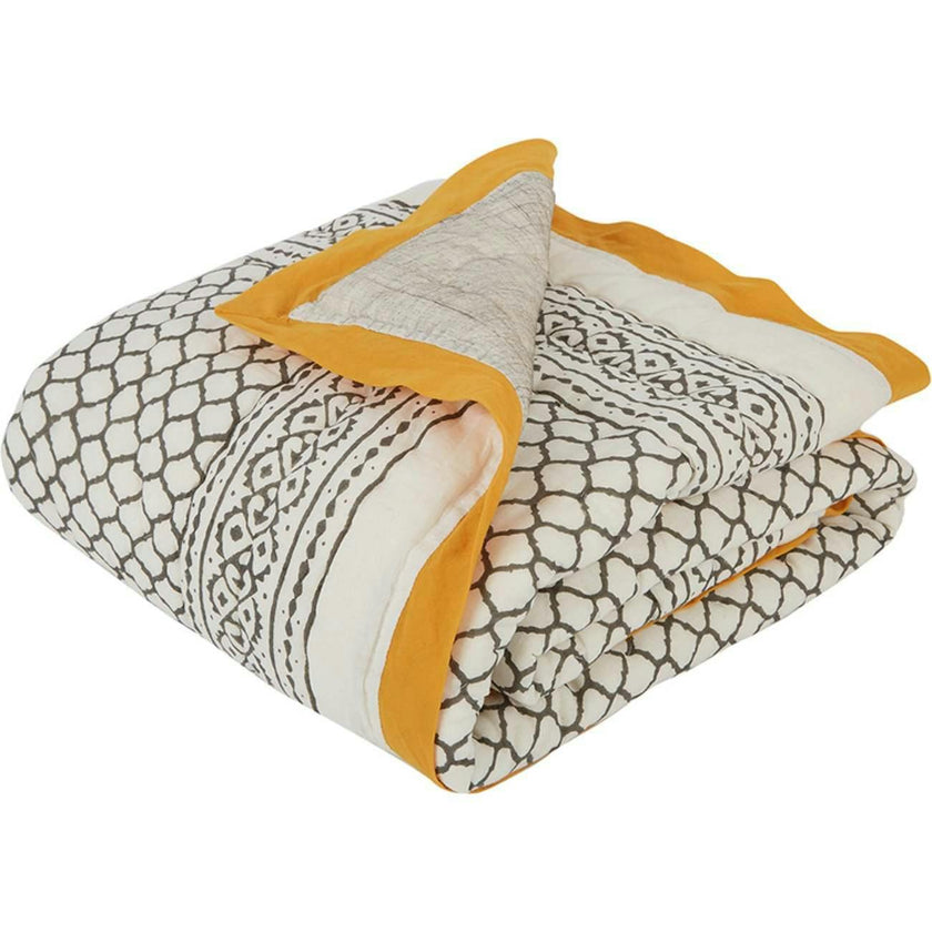 Block-Printed Cotton Crib Quilt