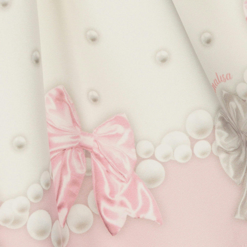 Ivory & Pink Pearl Bow Dress