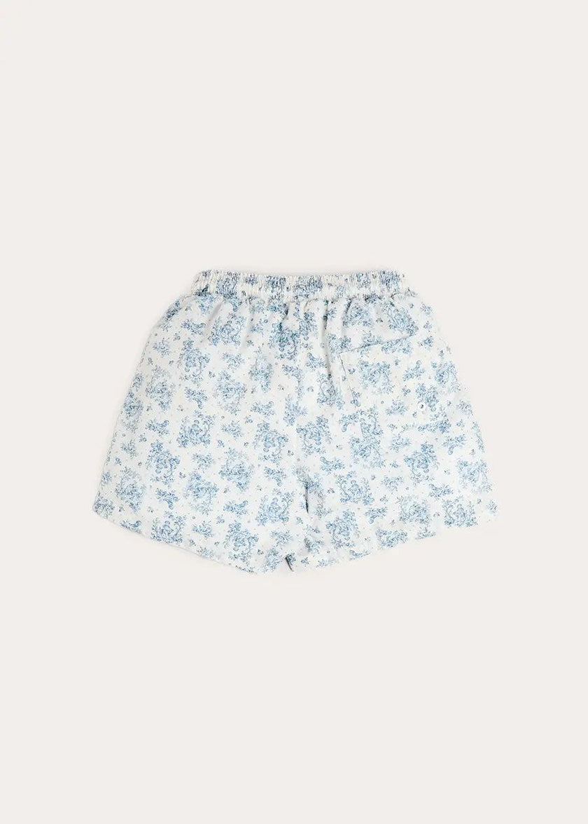 Audrey Toile Drawstring Swim Shorts in Blue (12mths- 10yrs)