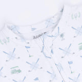 Golf Trellis Blue - 2 Way Zipper Footie & Swaddle Blanket
