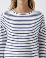 Claudette Long Sleeve Nursing Top White / Ink