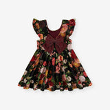 Posh Botanica Velour Bow Back Ruffled Dress