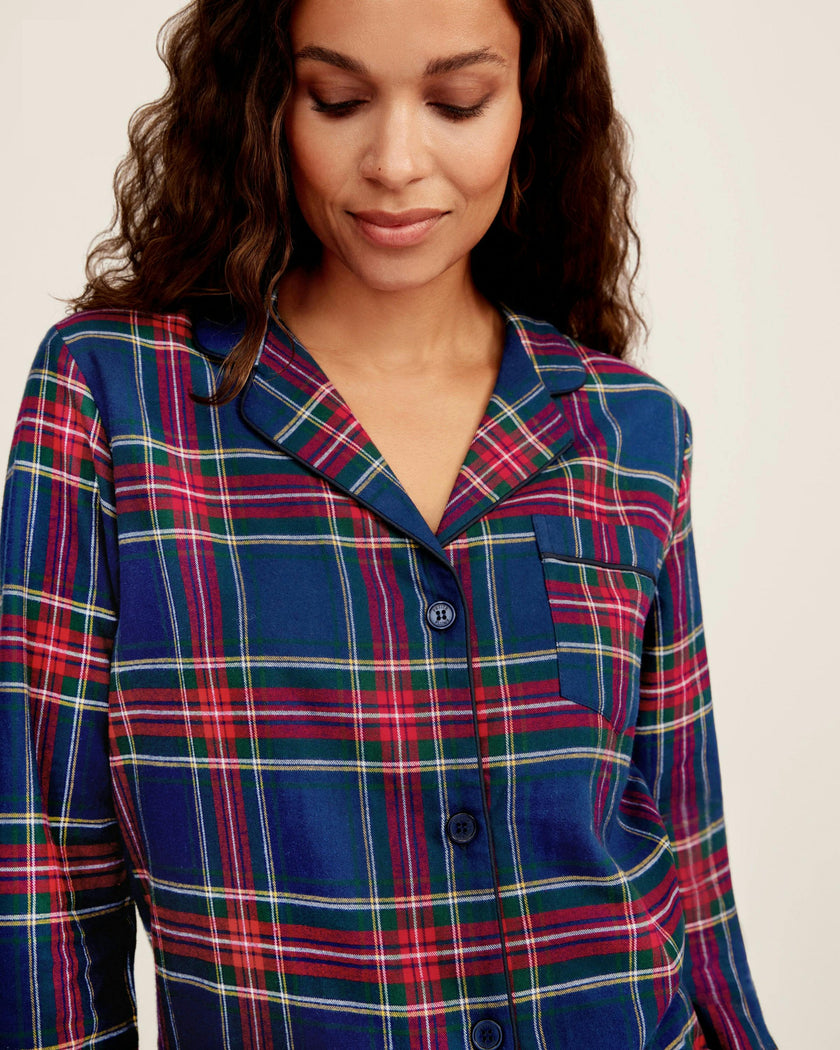 Women's Brushed Twill Pajama Set in Windsor Tartan