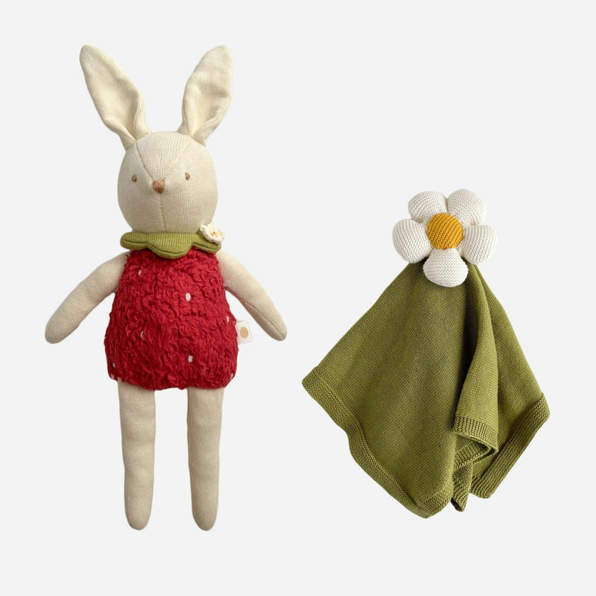 Bailey Bunny Plush Toy Lovey Set - Flower