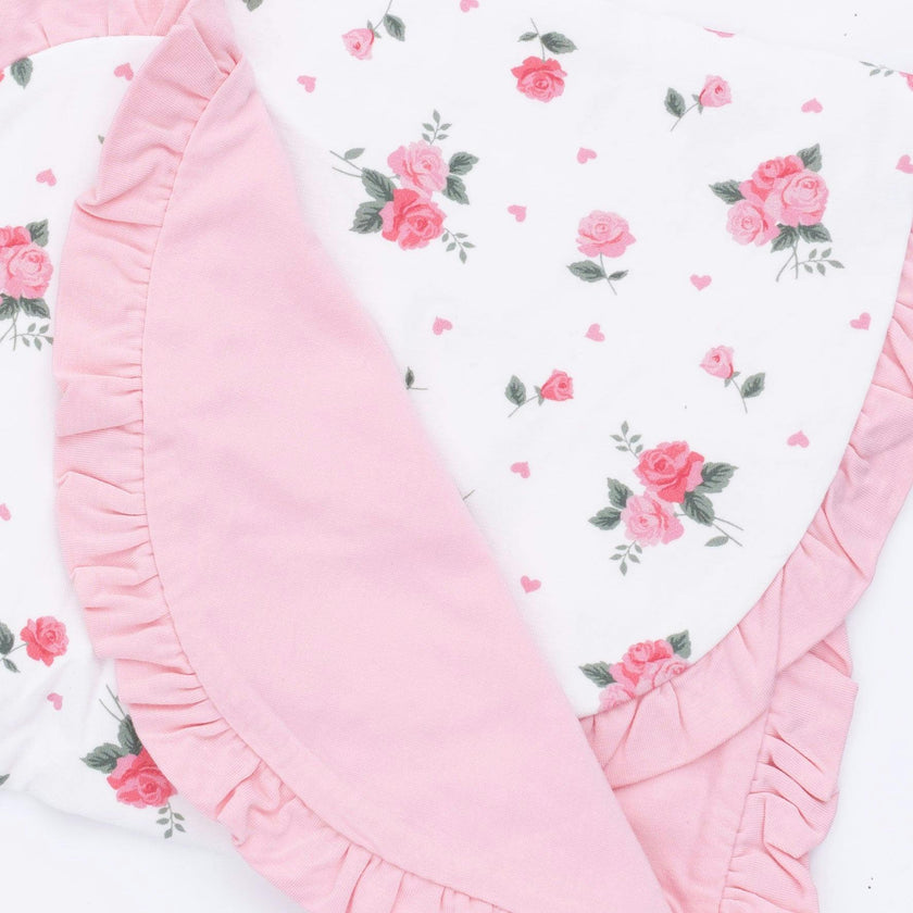 Pink Rosettes - Ruffle Burp Cloth