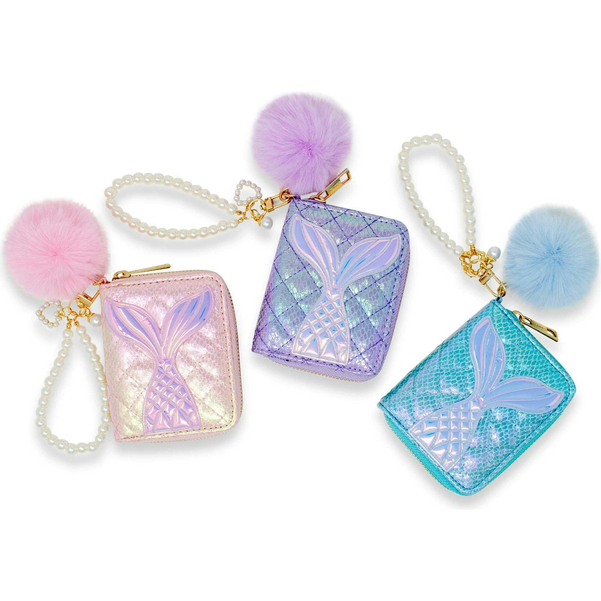 Mermaid Tail  Wallet with Pom-Pom & Pearl Strap
