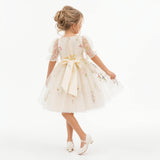 Enchanted Bloom Embroidered Ivory Flower Girl Dress for Girls