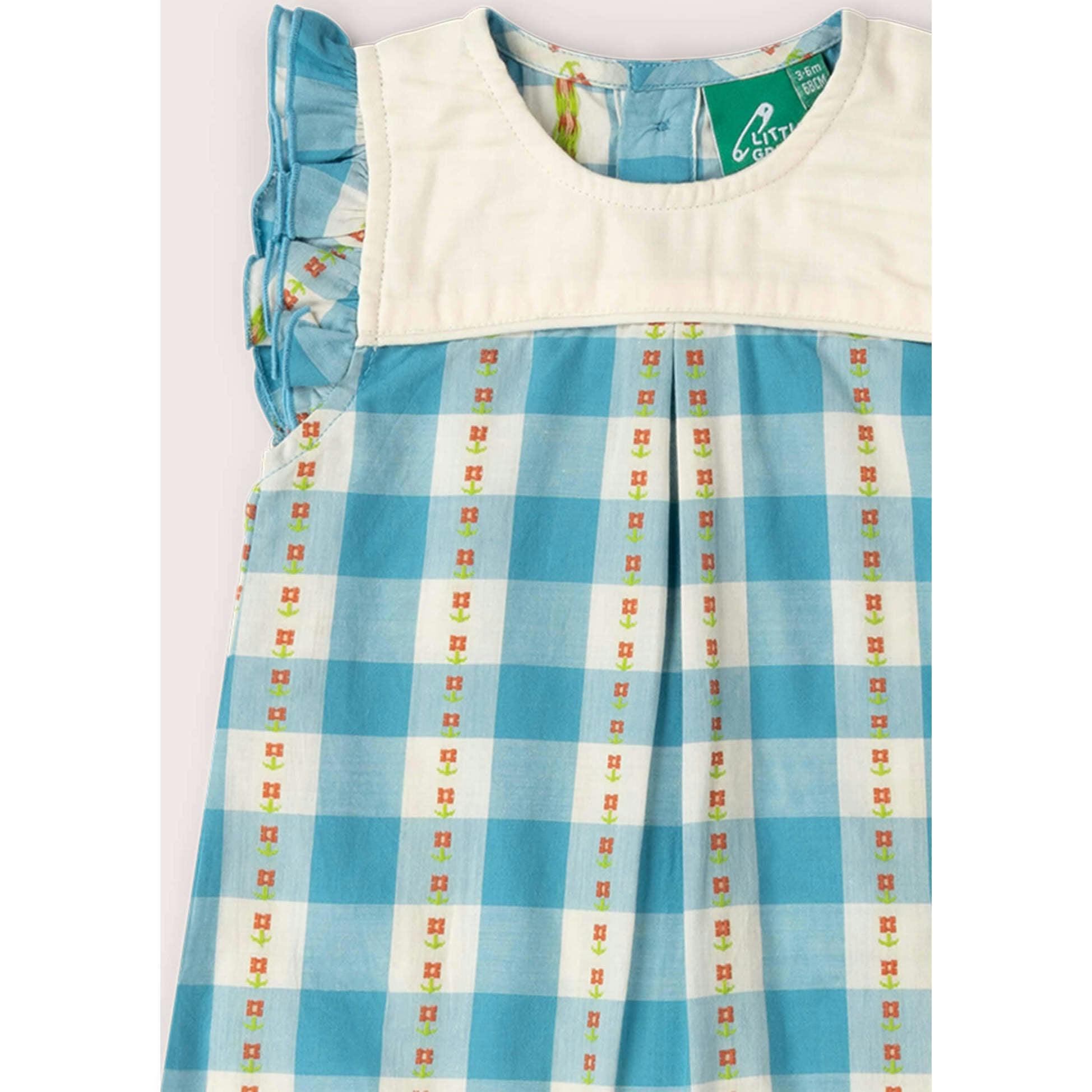 Blue Flowers Frill Summer Romper, Blue