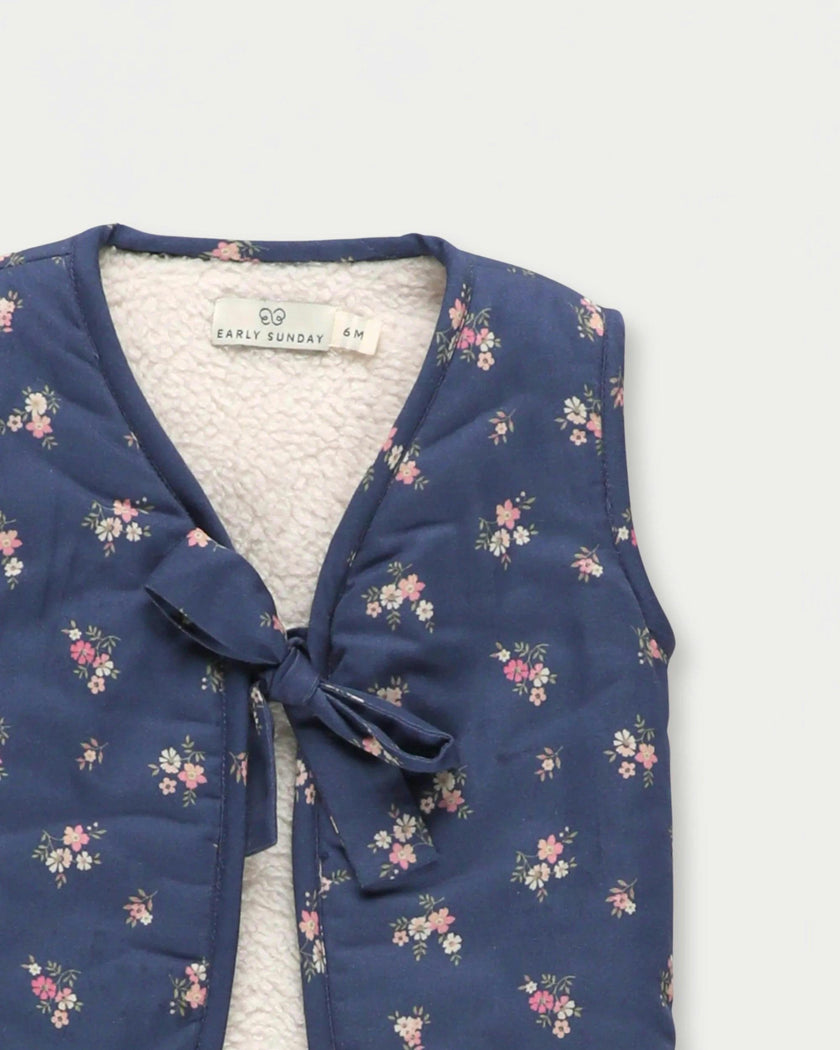 Milly Baby Quilted Gilet - Ditsy Bouquet Navy