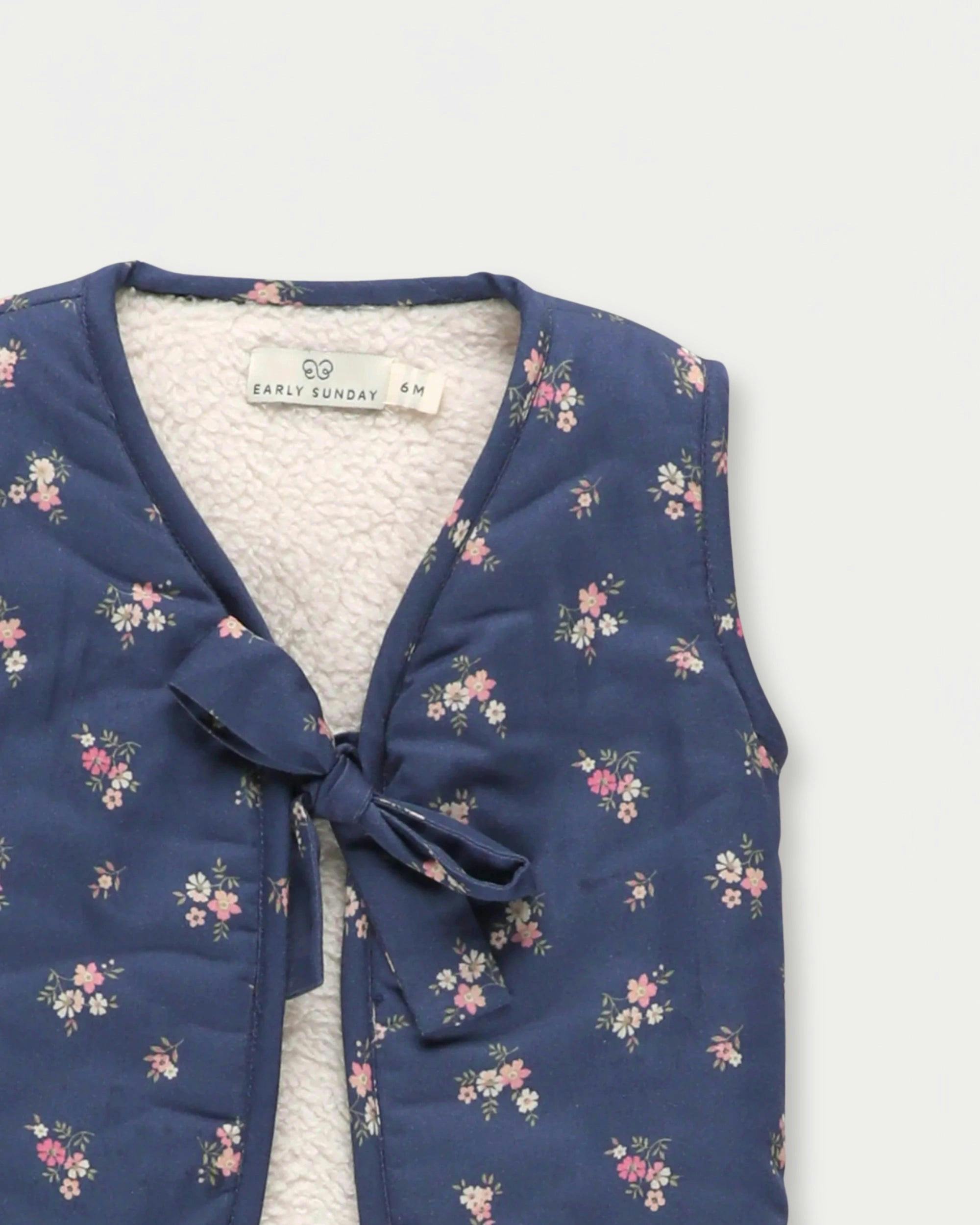 Milly Baby Quilted Gilet - Ditsy Bouquet Navy