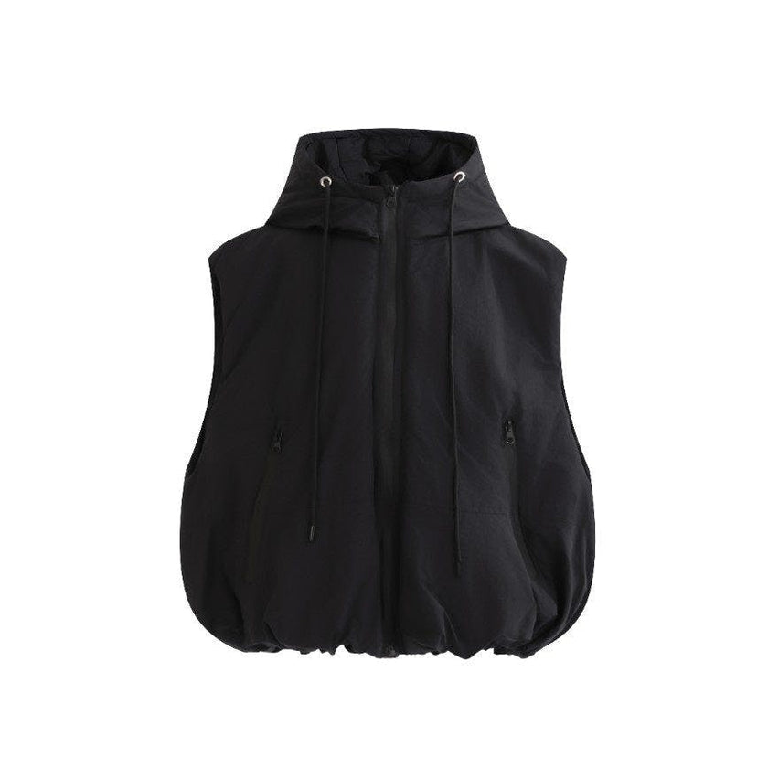 Black Hooded Puffer Vest