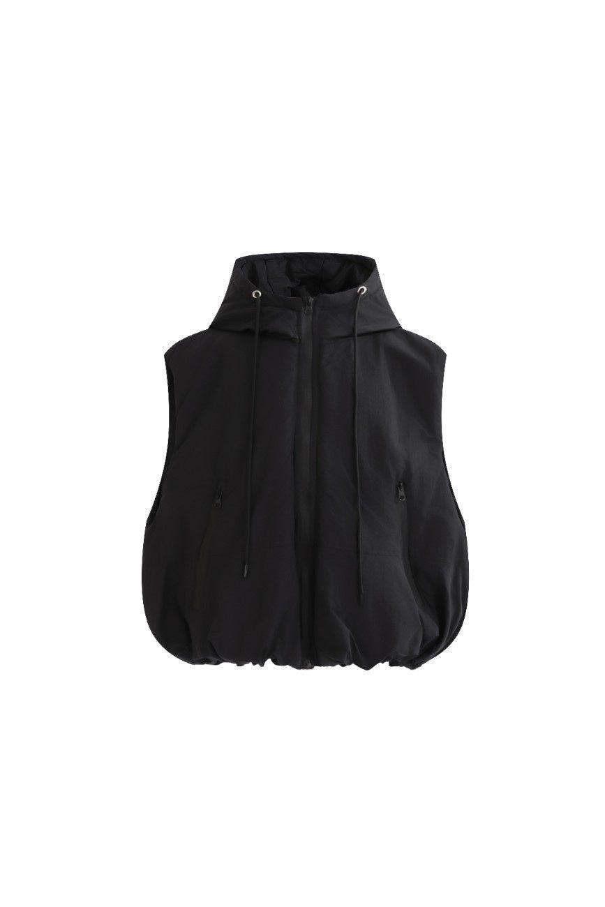 Black Hooded Puffer Vest