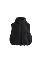 Black Hooded Puffer Vest